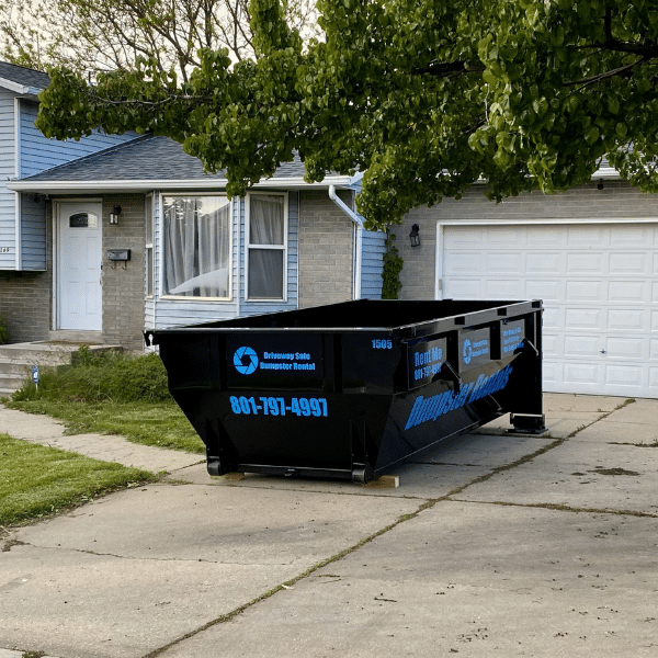 Before and after junk removal with a 20-yard dumpster