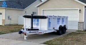 Roll-off dumpster ready for rental in Davis County, Utah