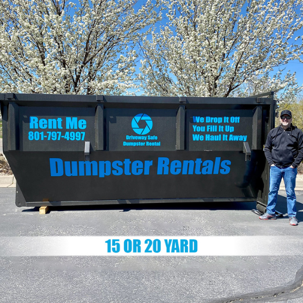 Comparison of 15-yard and 20-yard roll-off dumpster rentals.
