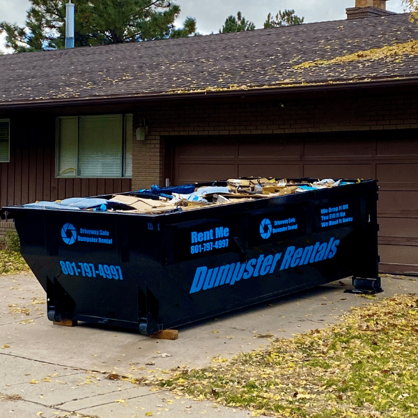 Roll-off dumpster used at a residential construction site